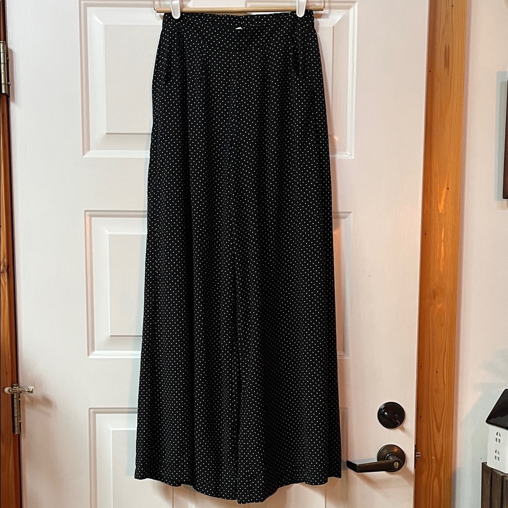 GB Black Wide Leg Pants with White Polka Dots